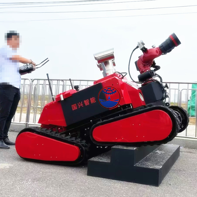 Industrial Firefighting Robot navigating high-risk environment